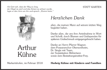 Traueranzeige von Arthur Kühne von Haller Tagblatt