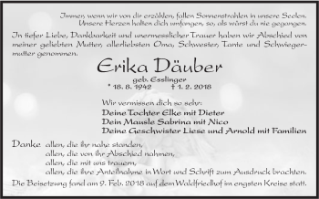 Traueranzeige von Erika Däuber von Haller Tagblatt