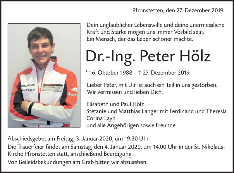  Traueranzeige für Peter Hölz vom 02.01.2020 aus Alb-Bote/Metzinger-Uracher Volksblatt