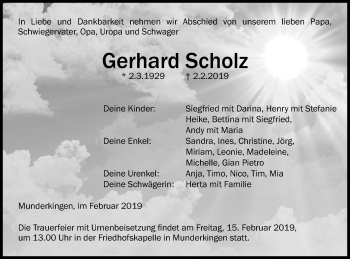 Traueranzeige von Gerhard Scholz von Ehinger Tagblatt