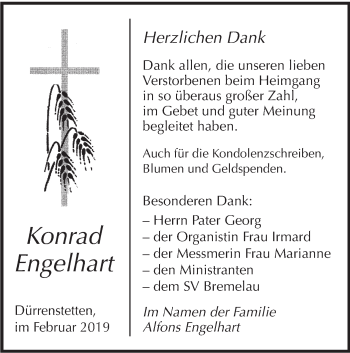 Traueranzeige von Konrad Engelhart von Alb-Bote/Metzinger-Uracher Volksblatt