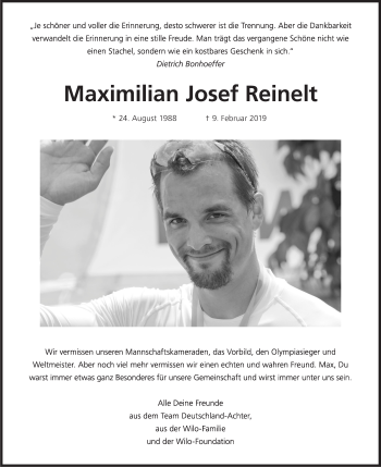 Traueranzeige von Maximilian Josef Reinelt von SÜDWEST PRESSE Ausgabe Ulm/Neu-Ulm