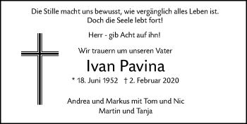 Traueranzeige von Ivan Pavina von SÜDWEST PRESSE Ausgabe Ulm/Neu-Ulm