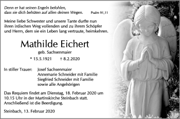 Traueranzeige von Mathilde Eichert von Haller Tagblatt