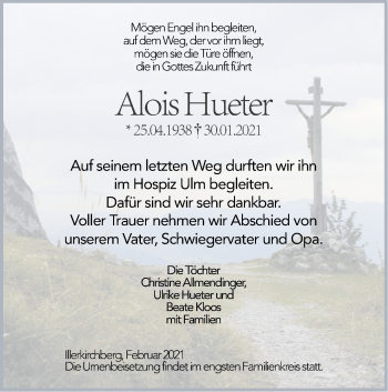 Traueranzeige von Alois Hueter von SÜDWEST PRESSE Ausgabe Ulm/Neu-Ulm