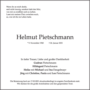 Traueranzeige von Helmut Pietschmann von NWZ Neue Württembergische Zeitung
