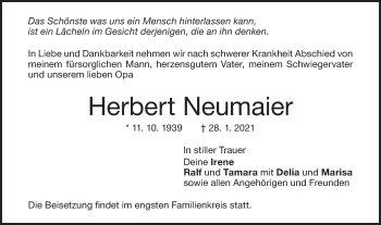 Traueranzeige von Herbert Neumaier von NWZ Neue Württembergische Zeitung