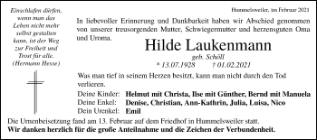 Traueranzeige von Hilde Laukenmann von Hohenloher Tagblatt