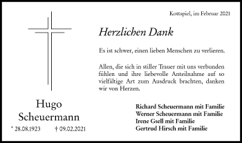 Traueranzeige von Hugo Scheuermann von Haller Tagblatt