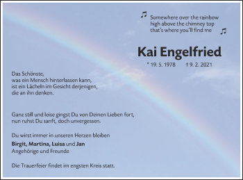 Traueranzeige von Kai Engelfried von NWZ Neue Württembergische Zeitung