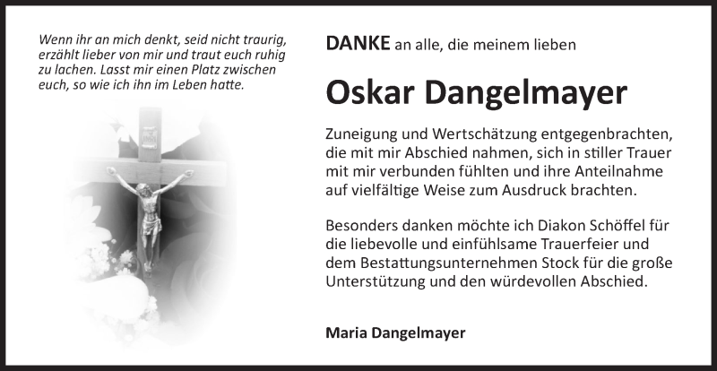  Traueranzeige für Oskar Dangelmayer vom 20.02.2021 aus NWZ Neue Württembergische Zeitung