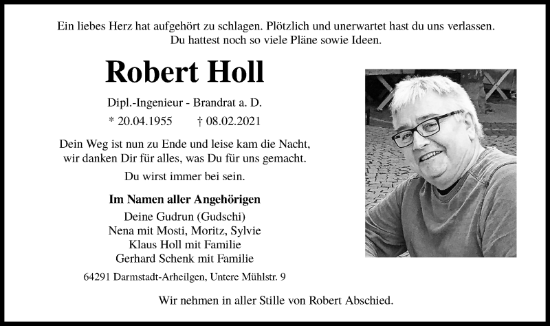  Traueranzeige für Robert Holl vom 13.02.2021 aus Hohenloher Tagblatt