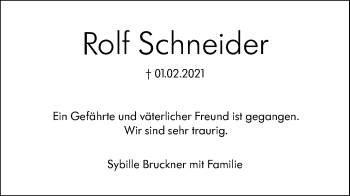 Traueranzeige von Rolf Schneider von SÜDWEST PRESSE Ausgabe Ulm/Neu-Ulm