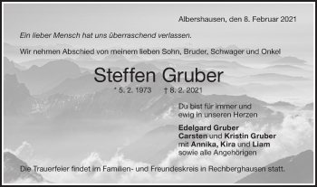 Traueranzeige von Steffen Gruber von NWZ Neue Württembergische Zeitung