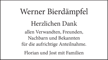 Traueranzeige von Werner Bierdämpfel von SÜDWEST PRESSE Ausgabe Ulm/Neu-Ulm