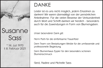 Traueranzeige von Susanne Sass von Alb-Bote/Metzinger-Uracher Volksblatt