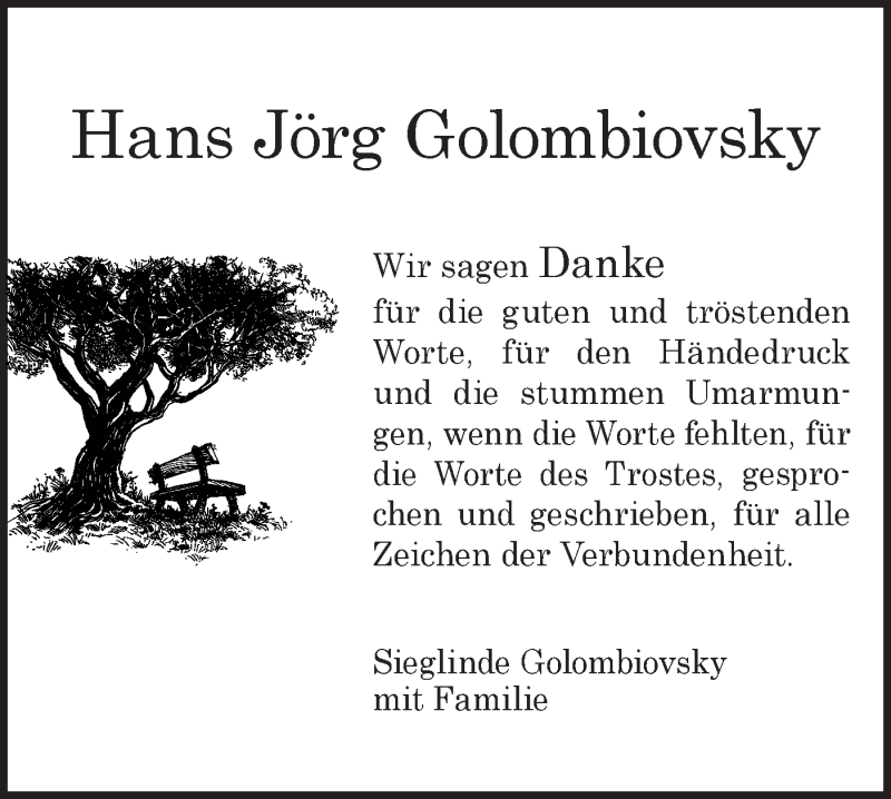  Traueranzeige für Hans Jörg Golombiovsky vom 05.03.2021 aus Geislinger Zeitung