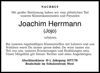 Traueranzeige von Joachim Herrmann von Haller Tagblatt