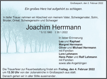 Traueranzeige von Joachim Herrmann von SÜDWEST PRESSE Ausgabe Ulm/Neu-Ulm