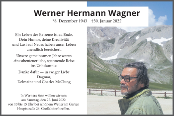 Traueranzeige von Werner Hermann Wagner von Haller Tagblatt