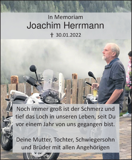 Traueranzeige von Joachim Herrmann von Haller Tagblatt