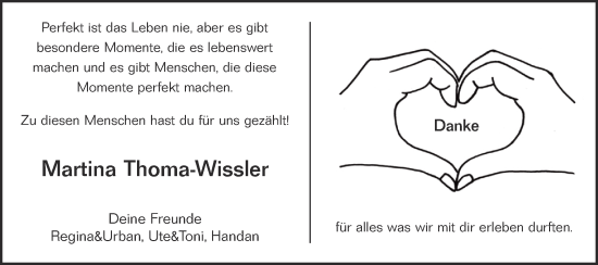 Traueranzeige von Martina Thoma-Wissler von Metzinger-Uracher Volksblatt