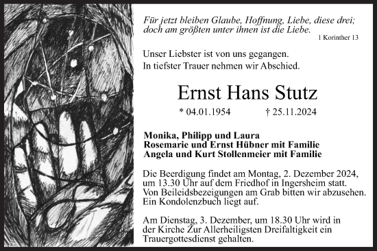Traueranzeige von Ernst Hans Stutz von Hohenloher Tagblatt