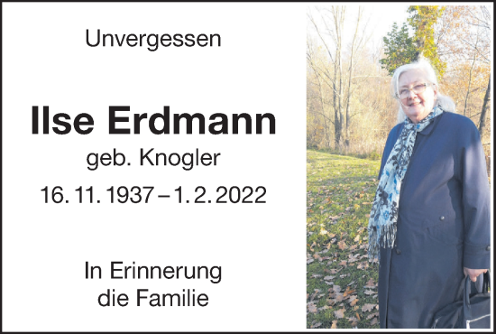 Traueranzeige von Ilse Erdmann von NWZ Neue Württembergische Zeitung