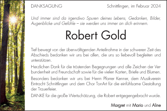 Traueranzeige von Robert Gold von Geislinger Zeitung