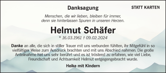 Traueranzeige von Helmut Schäfer von Haller Tagblatt