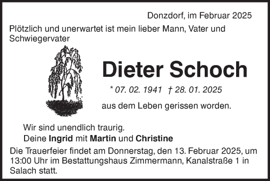 Traueranzeige von Dieter Schoch von NWZ Neue Württembergische Zeitung