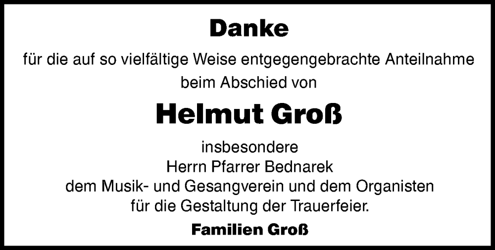  Traueranzeige für Helmut Groß vom 22.02.2025 aus Schwäbische Tagblatt