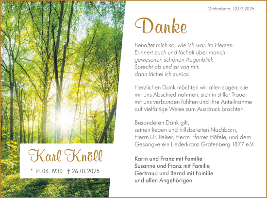 Traueranzeige von Karl Knöll von Alb-Bote/Metzinger-Uracher Volksblatt