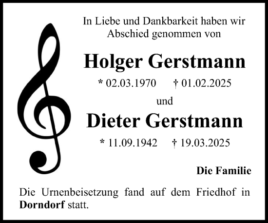 Traueranzeige von Holger Gerstmann von SÜDWEST PRESSE Ausgabe Ulm/Neu-Ulm