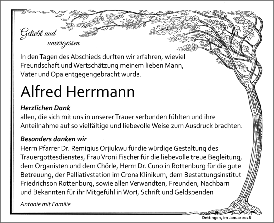 Traueranzeige von Alfred Herrmann von Schwäbische Tagblatt