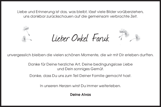 Traueranzeige von Faruk  von Hohenloher Tagblatt