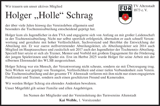 Traueranzeige von Holger Schrag von Geislinger Zeitung