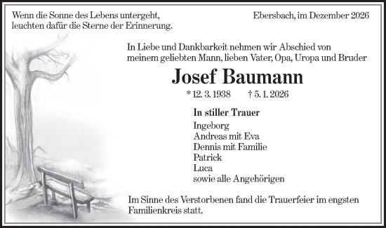 Traueranzeige von Josef Baumann von NWZ Neue Württembergische Zeitung
