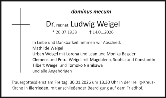 Traueranzeige von Ludwig Weigel von SÜDWEST PRESSE Ausgabe Ulm/Neu-Ulm