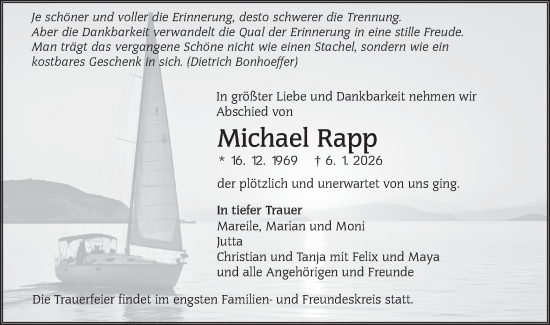 Traueranzeige von Michael Rapp von NWZ Neue Württembergische Zeitung