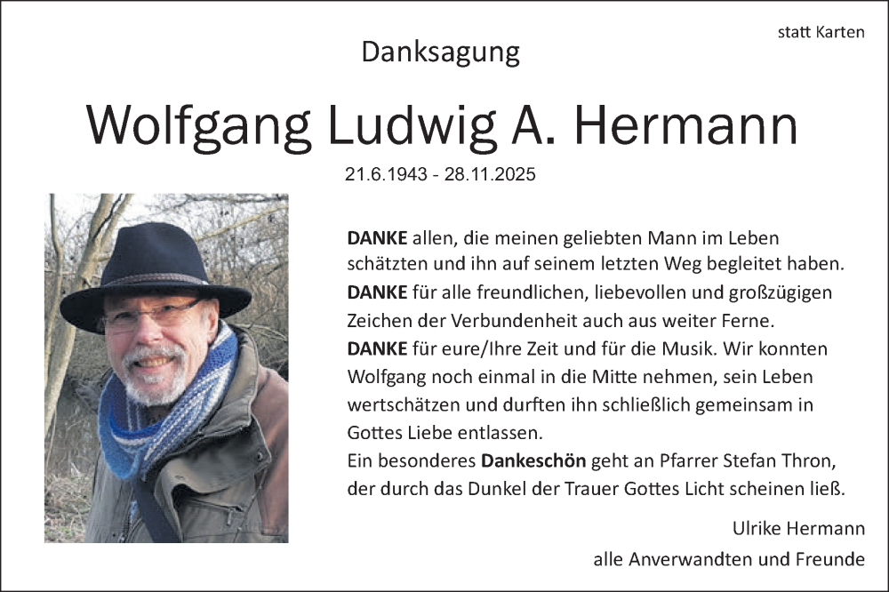  Traueranzeige für Wolfgang Ludwig A. Hermann vom 10.01.2026 aus Neckar-Chronik